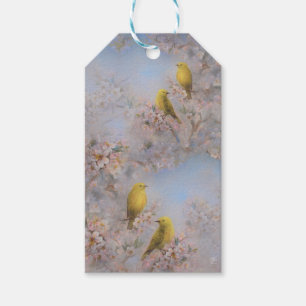 Étiquette de cadeau d'oiseau jaune