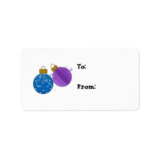 Étiquette de cadeau d'ornements bleus et violets (Devant)