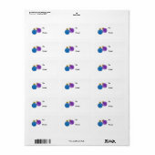 Étiquette de cadeau d'ornements bleus et violets (Feuille entière)