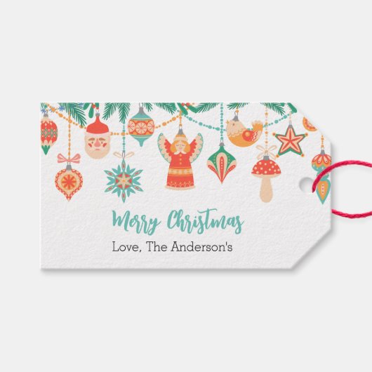 Étiquette de cadeau d'ornements suspendus Noël (Devant (Horizontal))