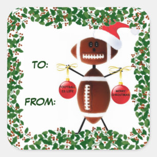 Étiquette de cadeau du football de Noël de houx
