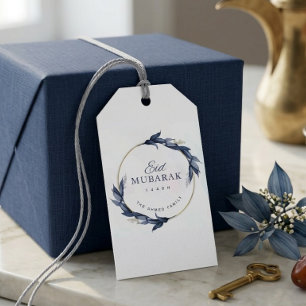 Étiquette de cadeau Eid Mubarak à motif floral ble