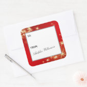 Étiquette de cadeau Étoiles dorées Joyeux Noël (Enveloppe)