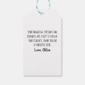 Étiquette de cadeau/faveur enseignant/élève sur le (Dos)