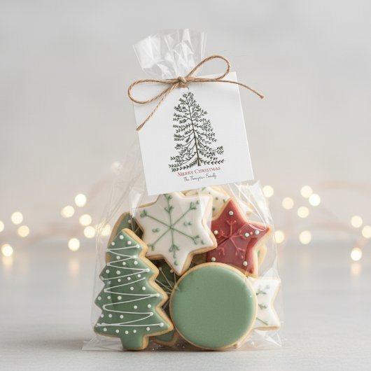 Étiquette de cadeau festive blanche Joyeux Noël ar
