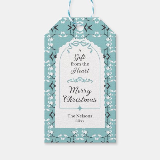 Étiquette de cadeau Festive Royal Botanical Bleu d (Devant)