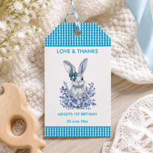Étiquette de cadeau fête 1er anniversaire Lapin Fl