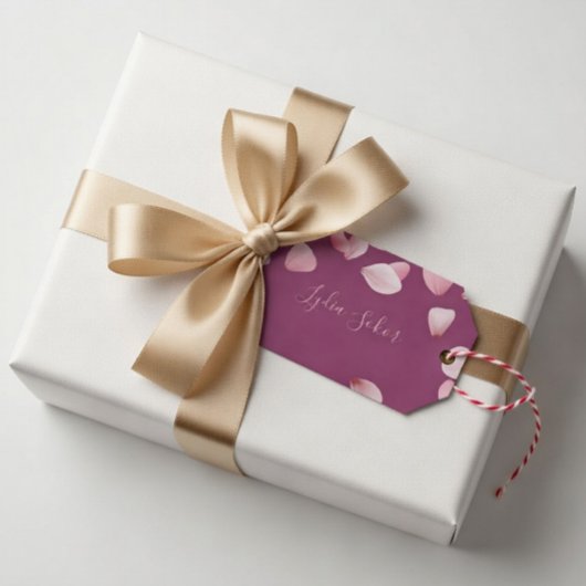 Étiquette de Cadeau Fleur de Pétale Rose Personnal