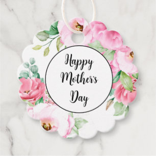 Étiquette de Cadeau Fleur Rose Fête des Mères