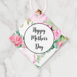 Étiquette de Cadeau Fleur Rose Fête des Mères