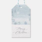 Étiquette de Cadeau Flocon de Neige Bleu Poussiére (Devant)