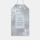 Étiquette de cadeau flocons de neige bleu glace mo (Devant)