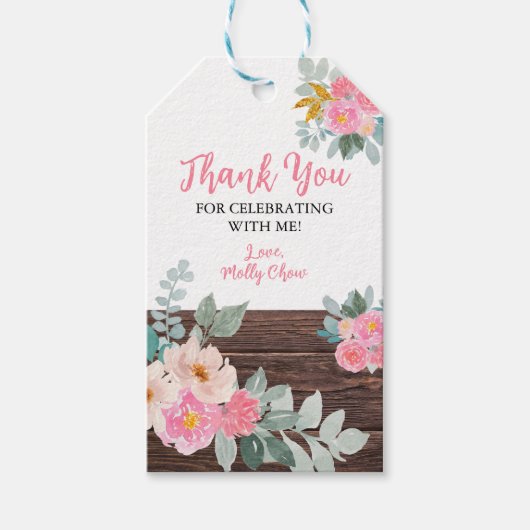 Étiquette de cadeau floral rustique (Devant)