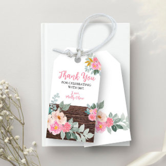 Étiquette de cadeau floral rustique