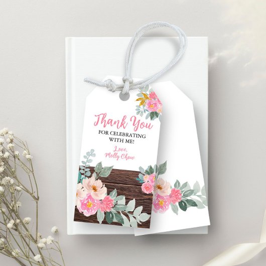 Étiquette de cadeau floral rustique