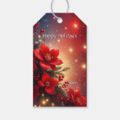 Étiquette de cadeau florale de Noël rouge (Dos)