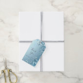 Étiquette de cadeau florale décorative bleue (Avec de la ficelle)