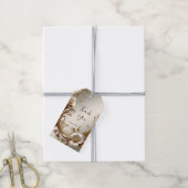 Étiquette de cadeau florale dorée (Avec de la ficelle)