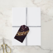 Étiquette de cadeau florale dorée ornée (Avec de la ficelle)