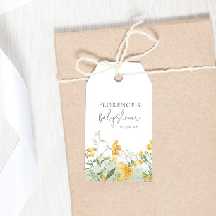 Étiquette de cadeau florale jaune élégante