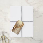 Étiquette de cadeau florale ornée dorée (Avec de la ficelle)