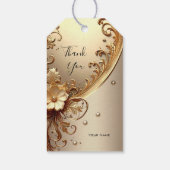 Étiquette de cadeau florale ornée dorée (Dos)