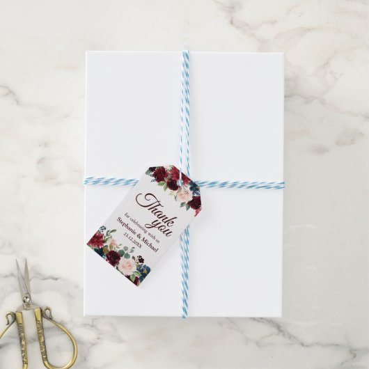 Étiquette de cadeau florale rustique boho rouge Bo (Avec de laficelle)