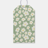 Étiquette de cadeau florale verte et blanche (Devant)