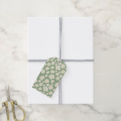 Étiquette de cadeau florale verte et blanche (Avec de la ficelle)