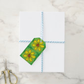 Étiquette de cadeau florale verte et jaune (With Twine)