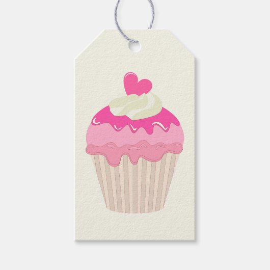 Étiquette de cadeau générique Cupcake rose (Devant)