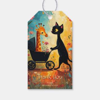 Étiquette de Cadeau Girafe Chat Mignon