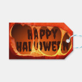 Étiquette de cadeau Halloween citrouille orange ef (Devant (Horizontal))