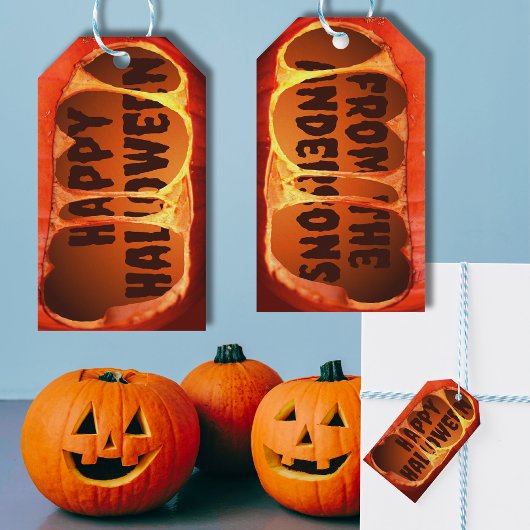 Étiquette de cadeau Halloween citrouille orange ef