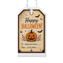 Étiquette de cadeau Halloween vintage | Citrouille