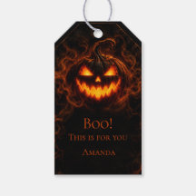 Étiquette de cadeau Jack-O'-Lantern Halloween Lueu