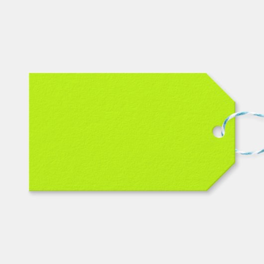 Étiquette de cadeau jaune vert vif ou néon (Devant (Horizontal))