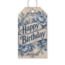 Étiquette de cadeau Joyeux Anniversaire Vœux Vinta