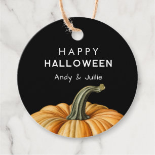 Étiquette de cadeau Joyeux Halloween avec citrouil