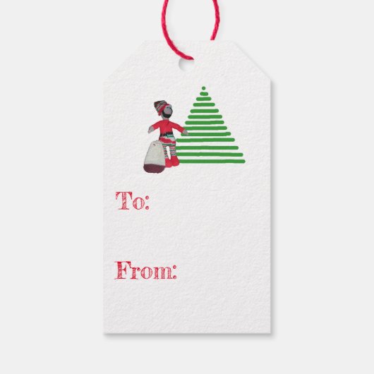 Étiquette de cadeau - Lutin et arbre (Dos)