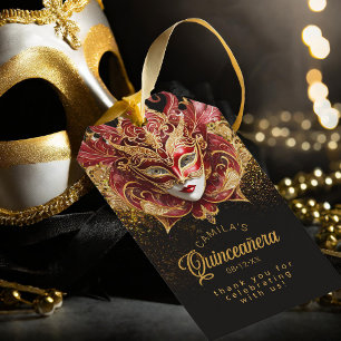 Étiquette de Cadeau Masquerade Quinceanera Rouge O