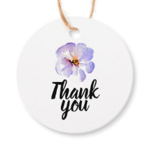 Étiquette de Cadeau Merci - Fleur Aquarelle Bleue