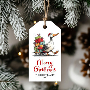 Étiquette de cadeau minimaliste fantaisiste Joyeux