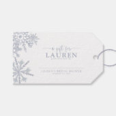 Étiquette de Cadeau Moderne Flocon de Neige Bleu P (Devant (Horizontal))