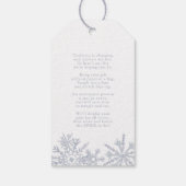 Étiquette de Cadeau Moderne Flocon de Neige Bleu P (Dos)