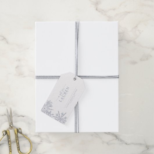 Étiquette de Cadeau Moderne Poussiéreux Bleu Floco (Avec de la ficelle)