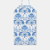 Étiquette de Cadeau Monogramme Bleu et Blanc (Dos)