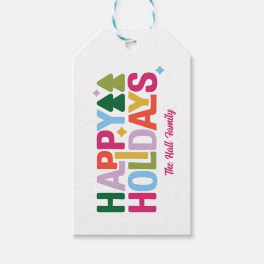 Étiquette de cadeau multicolore aux vibes rétro (Devant)