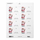Étiquette de cadeau Noël Santa agitant vers (Feuille entière)