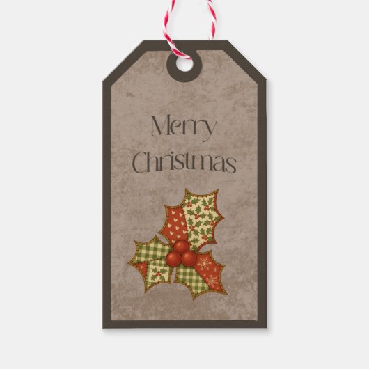 Étiquette de cadeau Patchwork Holly en couleurs de (Devant)